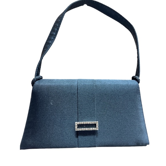 Black Clutch Purse with Rhinestone Embellishment Icing by Claires - Picture 1 of 8